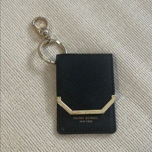 Henri Bendel Black Card Holder Keychain